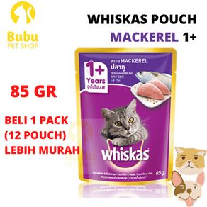 Whiskas Pouch Mackerel 1+ Makanan Basah Kucing Dewasa