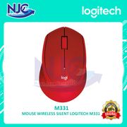 mouse wireless logitech m331 silent click plus - merah