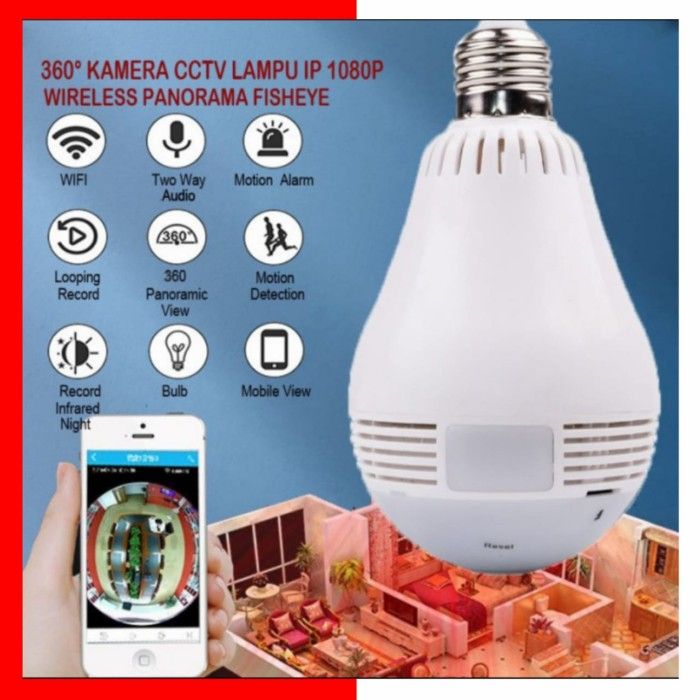 camlight bulb fisheye surveillance camera