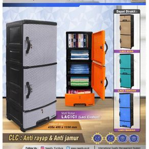 LEMARI PLASTIK NAPOLLY CLC 55L K3 SAKURA MOTIF ROTAN KHUSUS GOJEK