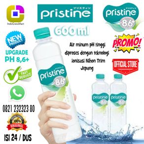 promo terlaris pristine 400ml mineral water ph 86+ isi 24 btl per dus - 600 ml