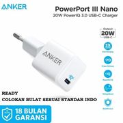 anker kepala charger 20w fast charging port type c iphone 12 & android - putih