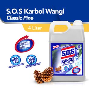 SOS Karbol Classic Pine Anti Bacterial Jerrycan 4 Liter - Pembersih Lantai Kamar Mandi Jerigen Anti Bakteri Wangi Pinus