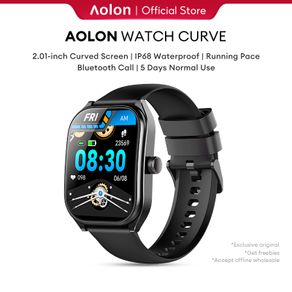Aolon Curve Smart Watch New | IP68 Waterproof | 2.01-inch Curved IPS Screen | Bluetooth Call | Running Pace | Custom Wallpaper Smartwatch Health Monitoring
