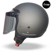 helm bogo retro black doff include kaca bogo datar bg-05 original - grey doff
